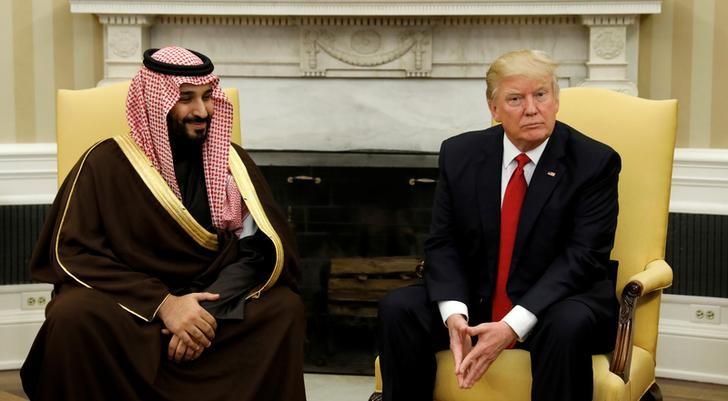 U.S. President Donald Trump meets with Saudi Deputy Crown Prince and Minister of Defense Mohammed bin Salman in the Oval Office of the White House in Washington, U.S., March 14, 2017. REUTERS/Kevin Lamarque