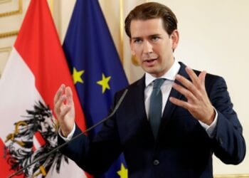 Austrian Chancellor Sebastian Kurz delivers his speech in Vienna, Austria August 28, 2020.   REUTERS/Leonhard Foeger