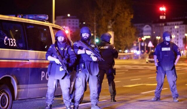 Police blocks a street near Schwedenplatz square after exchanges of gunfire in Vienna, Austria November 2, 2020. REUTERS/Lisi Niesner TPX IMAGES OF THE DAY