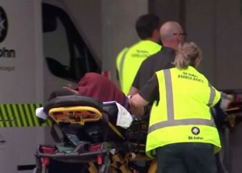 Emergency services personnel push stretchers carrying a person into a hospital, after reports that several shots had been fired, in central Christchurch, New Zealand March 15, 2019, in this still image taken from video.  TVNZ/via REUTERS TV    ATTENTION EDITORS - THIS IMAGE WAS PROVIDED BY A THIRD PARTY. NO RESALES. NO ARCHIVES. NEW ZEALAND OUT. AUSTRALIA OUT. Digital: NO USE NEW ZEALAND INTERNET SITES / ANY INTERNET SITE OF ANY NEW ZEALAND OR AUSTRALIA BASED MEDIA ORGANISATIONS OR MOBILE PLATFORMS . For Reuters customers only.